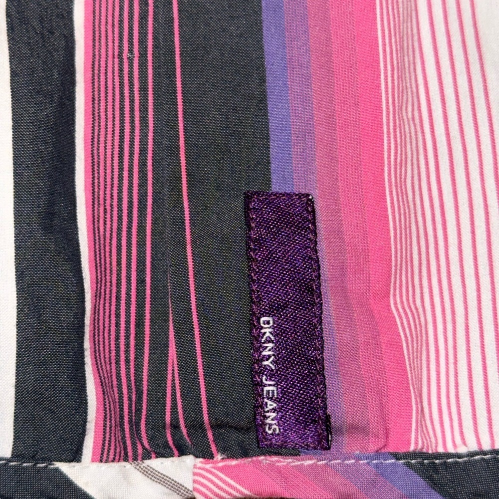 DKNY JEANS Men's XL Bold Stripe Button Down Shirt - Pink, Black, Purple - Picture 10 of 12